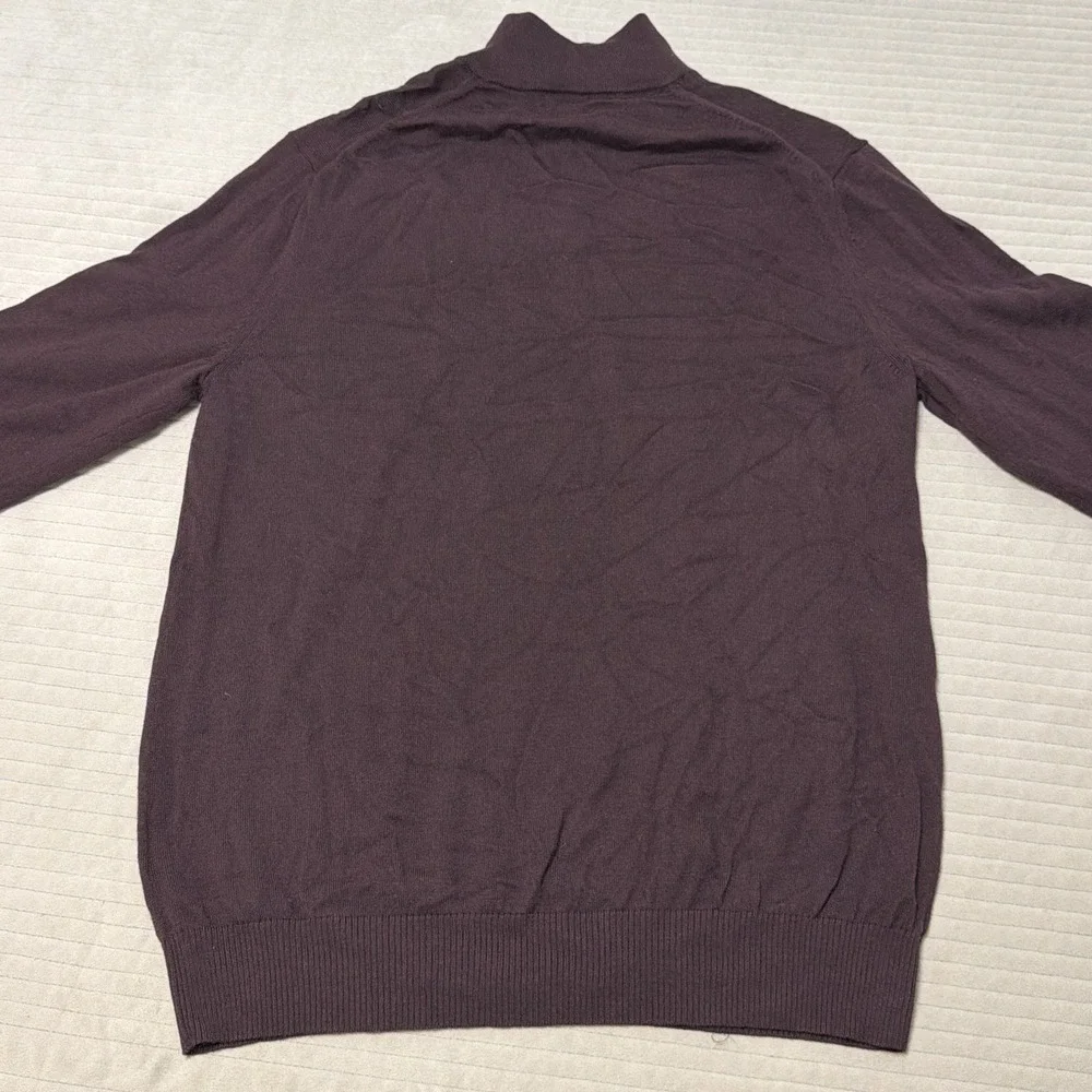 Charles Tyrwhitt Sweater Mens L 100% Merino Wool Burgundy 1/4 Zip Preppy